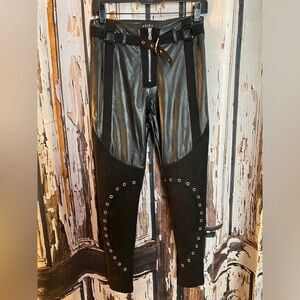 AKIRA Black Leather Pants with Grommet Accents